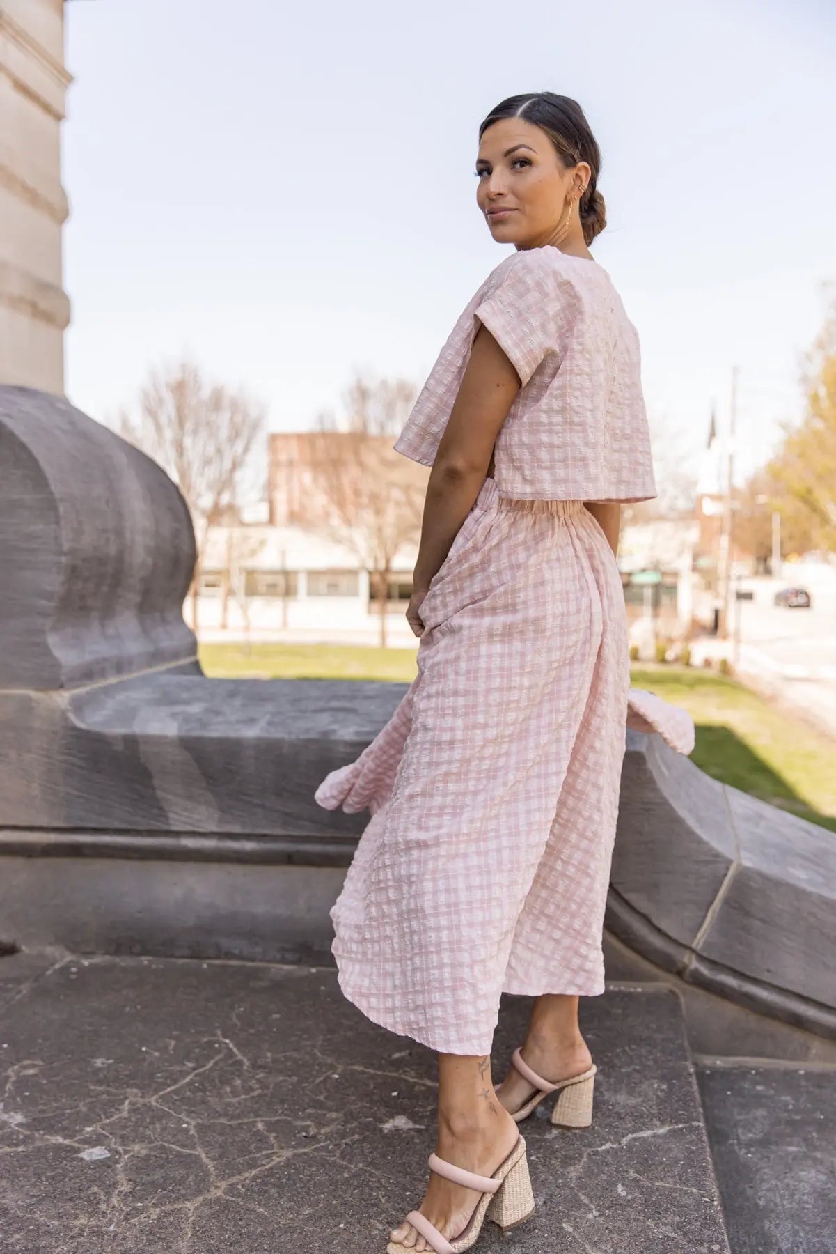 Gingham Gal Pink Plaid Top & Skirt Set - FINAL SALE - JO+CO
