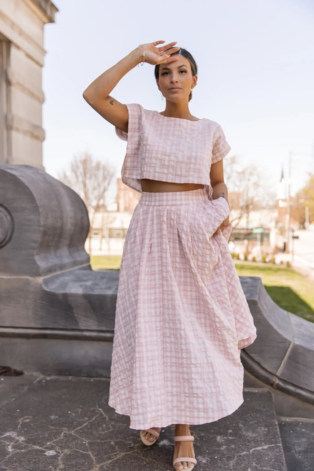 Gingham Gal Pink Plaid Top & Skirt Set - FINAL SALE - JO+CO