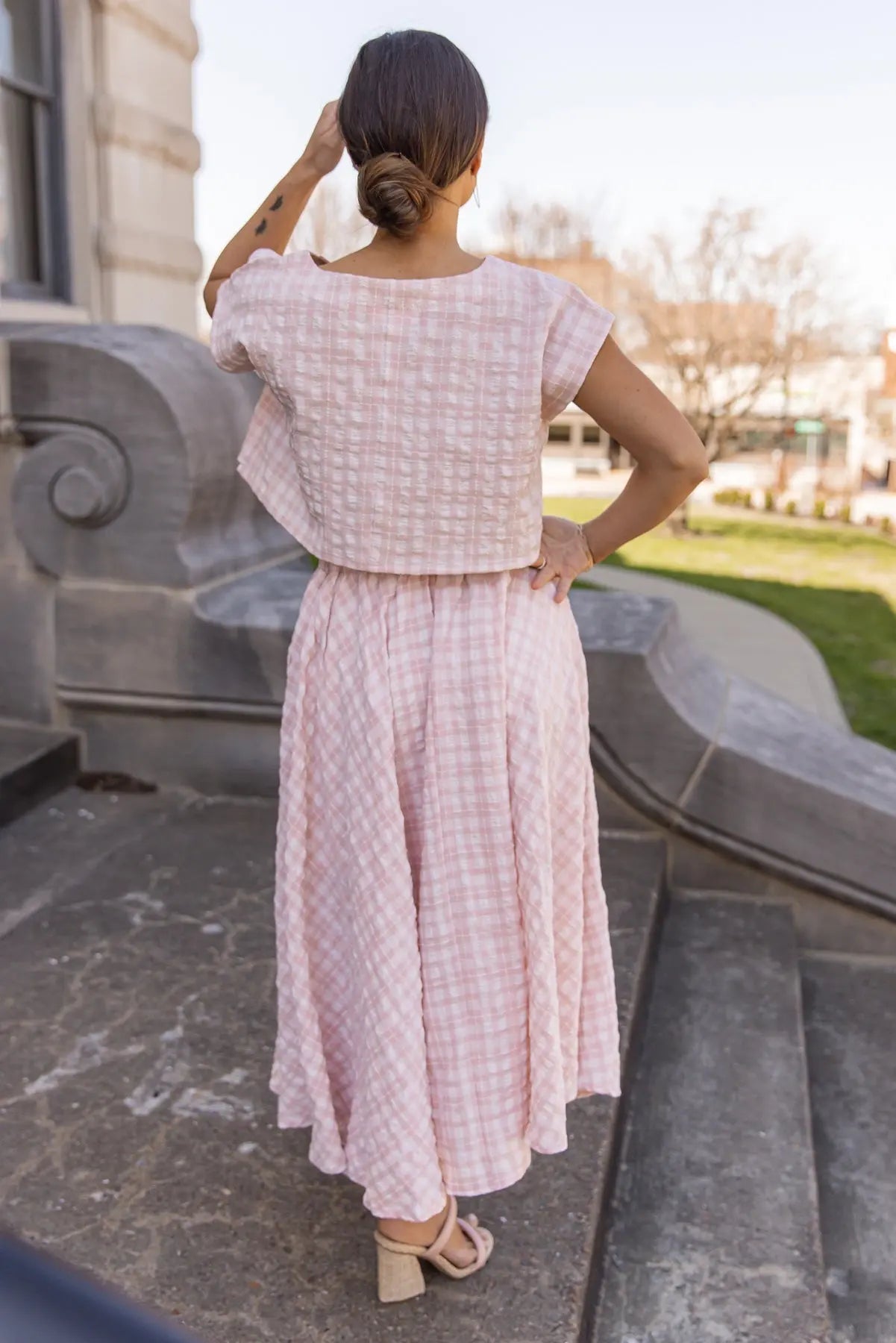 Gingham Gal Pink Plaid Top & Skirt Set - FINAL SALE - JO+CO