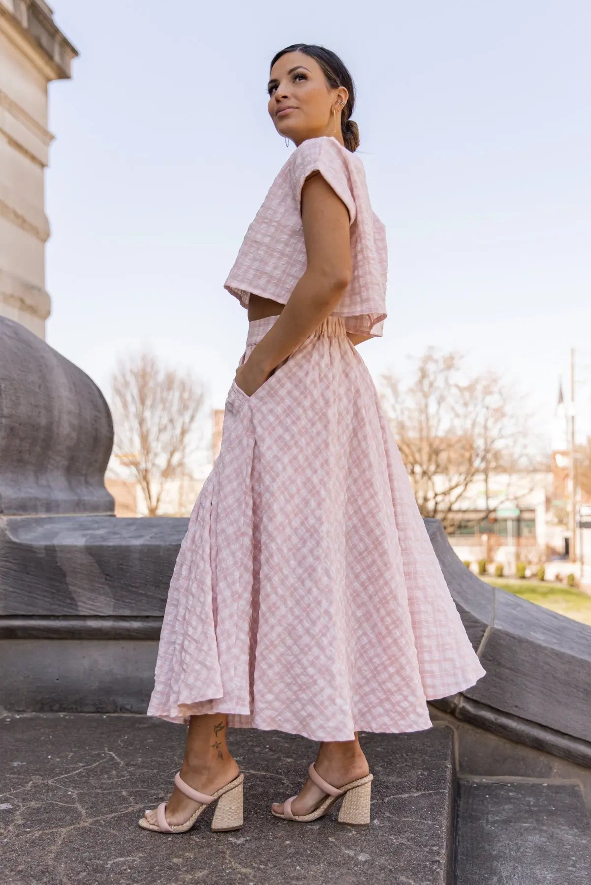 Gingham Gal Pink Plaid Top & Skirt Set - FINAL SALE - JO+CO