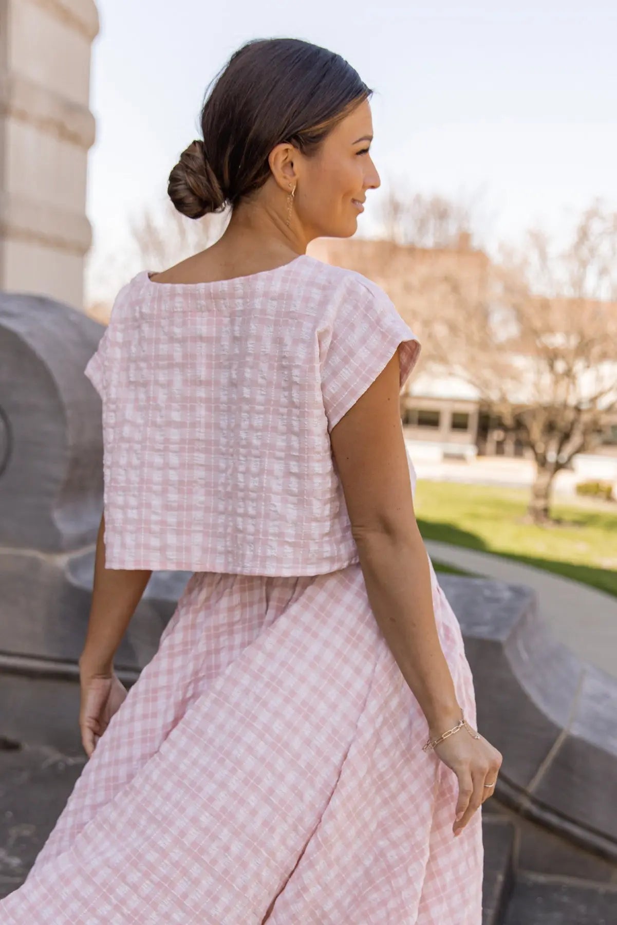 Gingham Gal Pink Plaid Top & Skirt Set - FINAL SALE - JO+CO
