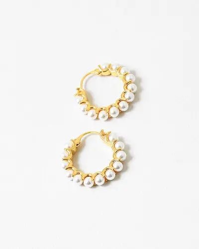 Gold Pearl Hoop Earrings - Final Sale - JO+CO