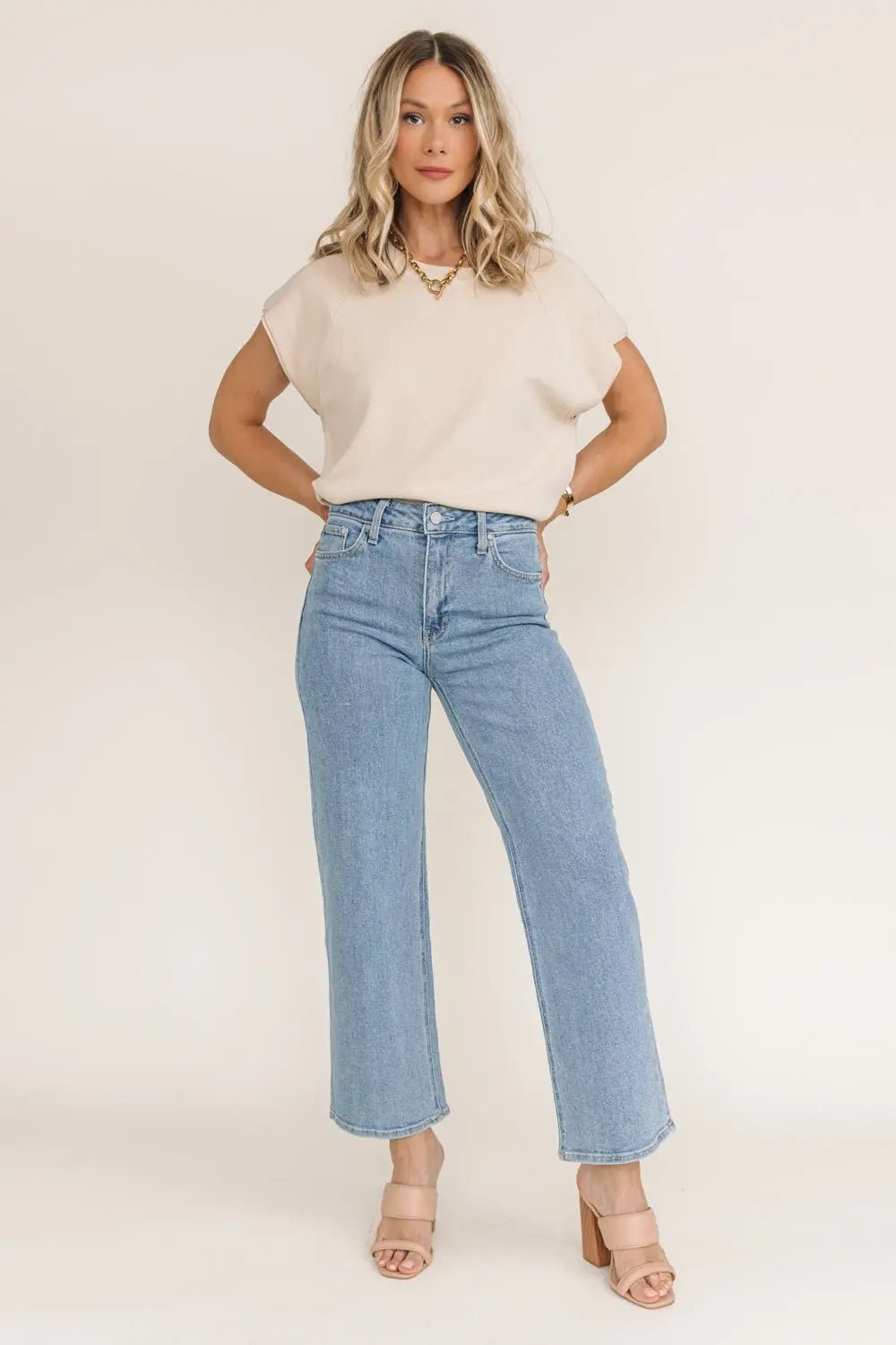 Gracie Natural Side Slit Sweater - JO+CO