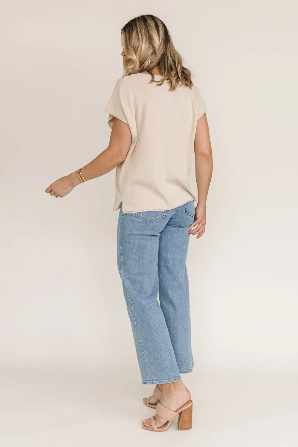 Gracie Natural Side Slit Sweater - JO+CO