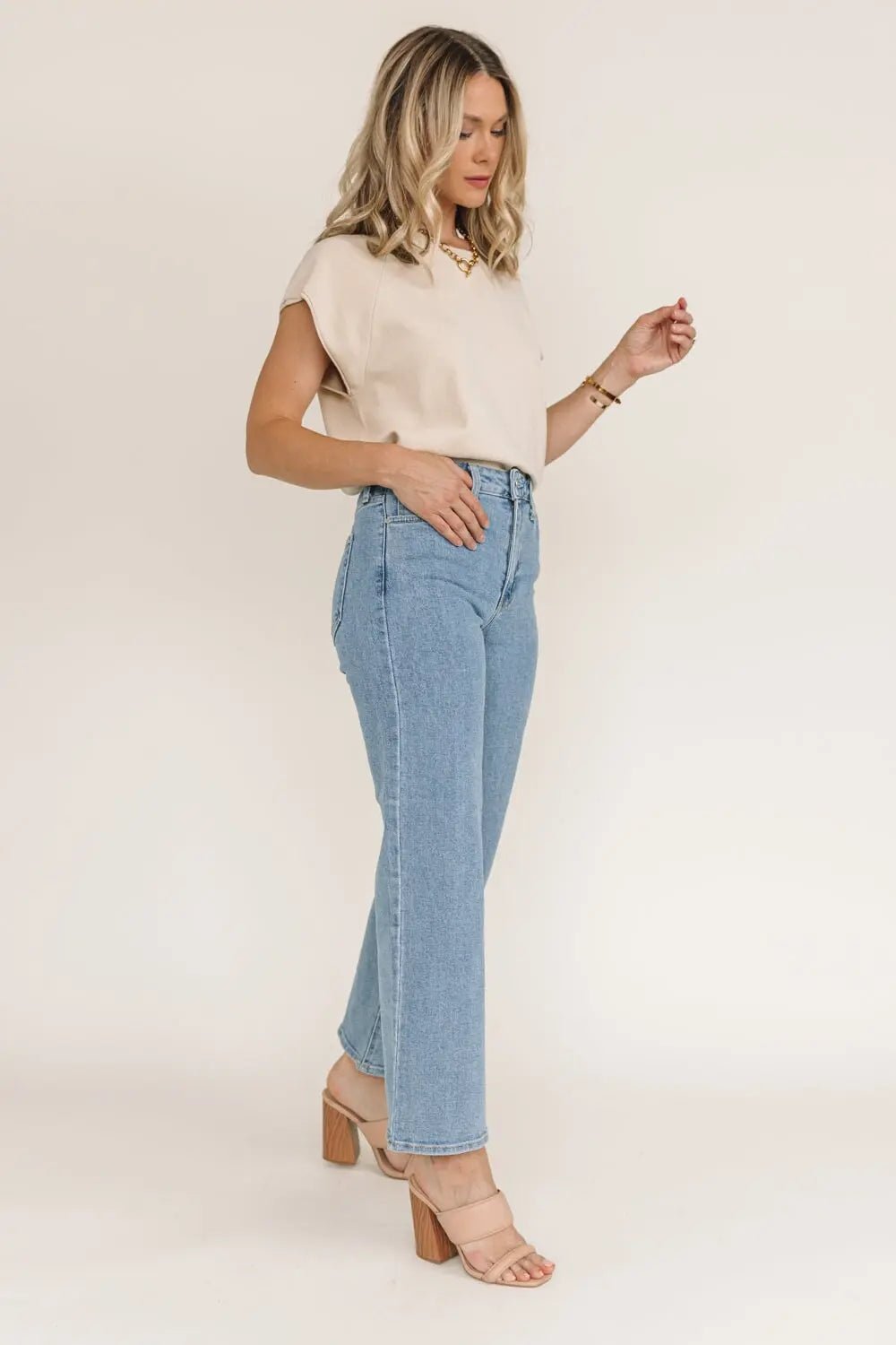 Gracie Natural Side Slit Sweater - JO+CO