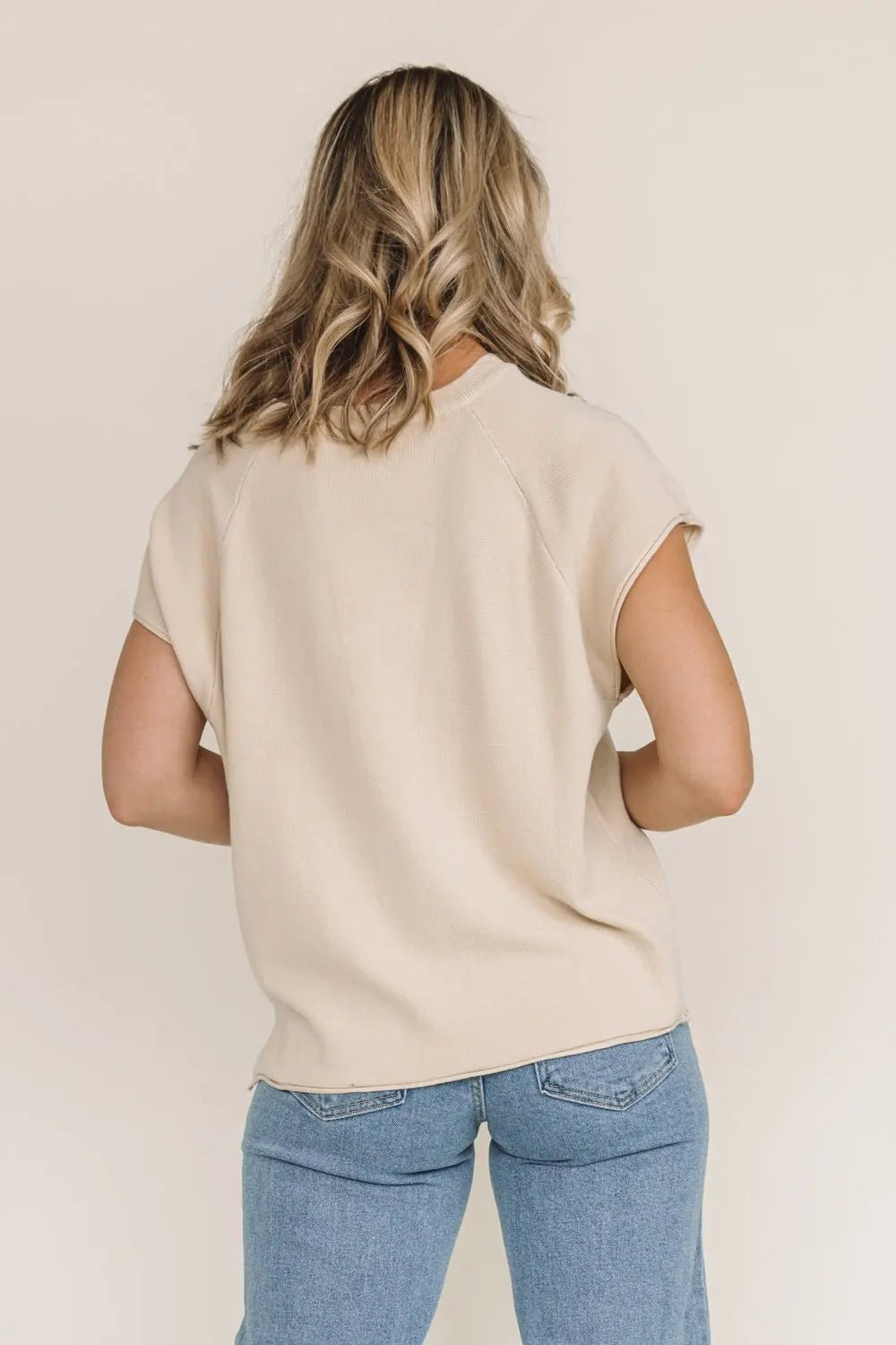 Gracie Natural Side Slit Sweater - JO+CO