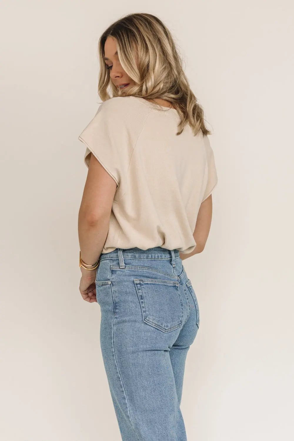 Gracie Natural Side Slit Sweater - JO+CO