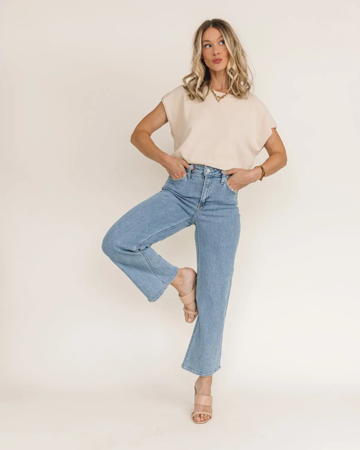 Gracie Natural Side Slit Sweater - JO+CO