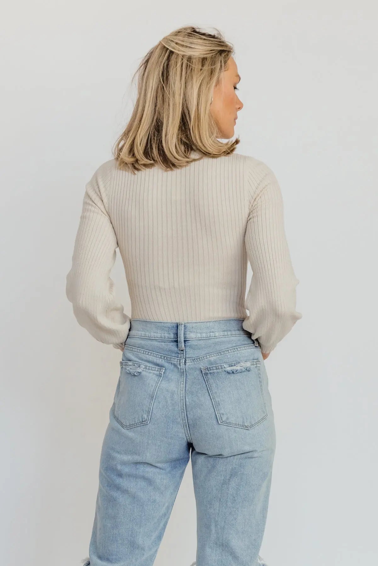 Hana Ecru Ribbed Knit Bodysuit - FINAL SALE - JO+CO
