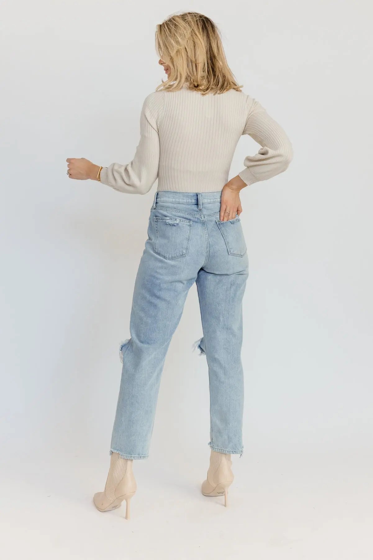 Hana Ecru Ribbed Knit Bodysuit - FINAL SALE - JO+CO