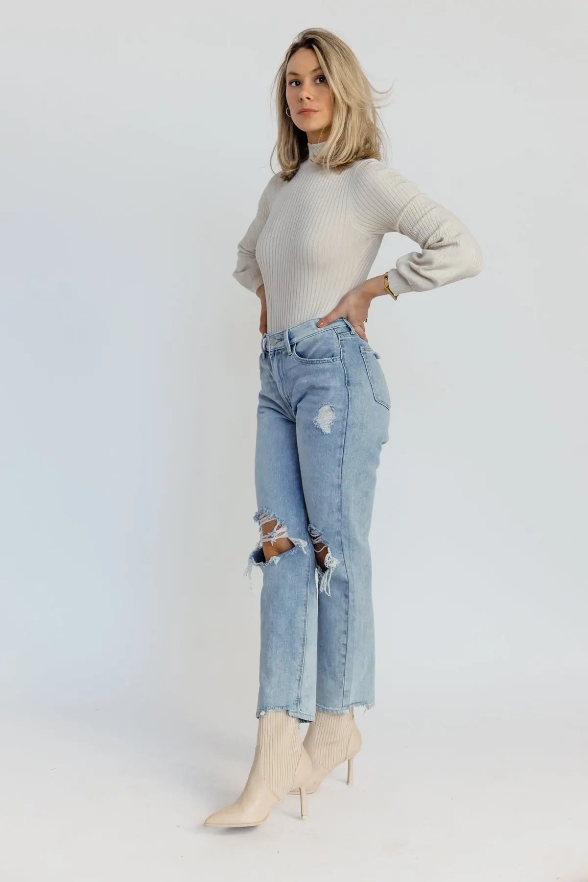 Hana Ecru Ribbed Knit Bodysuit - FINAL SALE - JO+CO