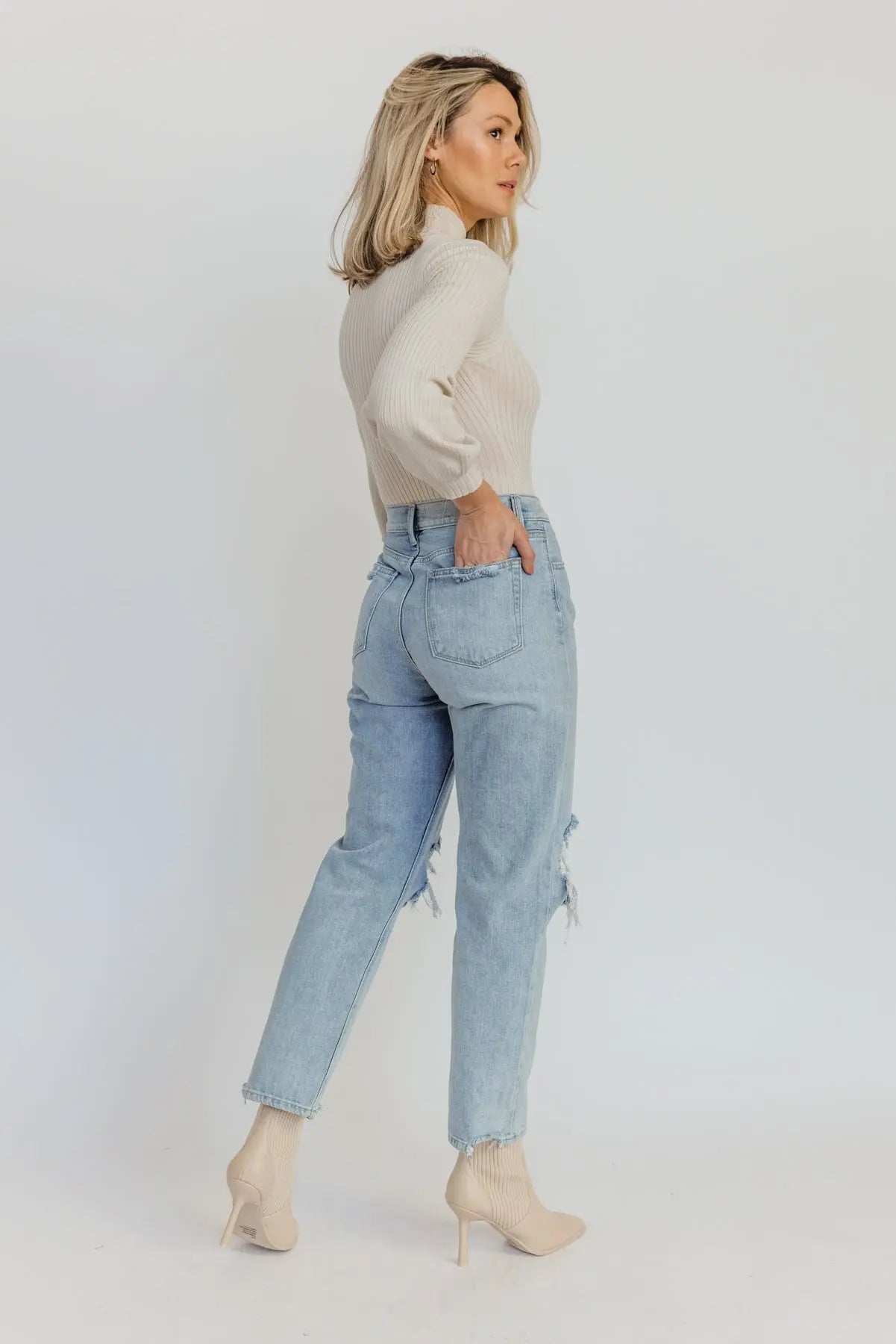 Hana Ecru Ribbed Knit Bodysuit - FINAL SALE - JO+CO
