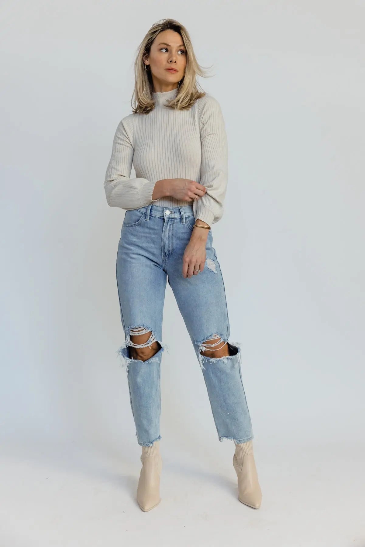 Hana Ecru Ribbed Knit Bodysuit - FINAL SALE - JO+CO