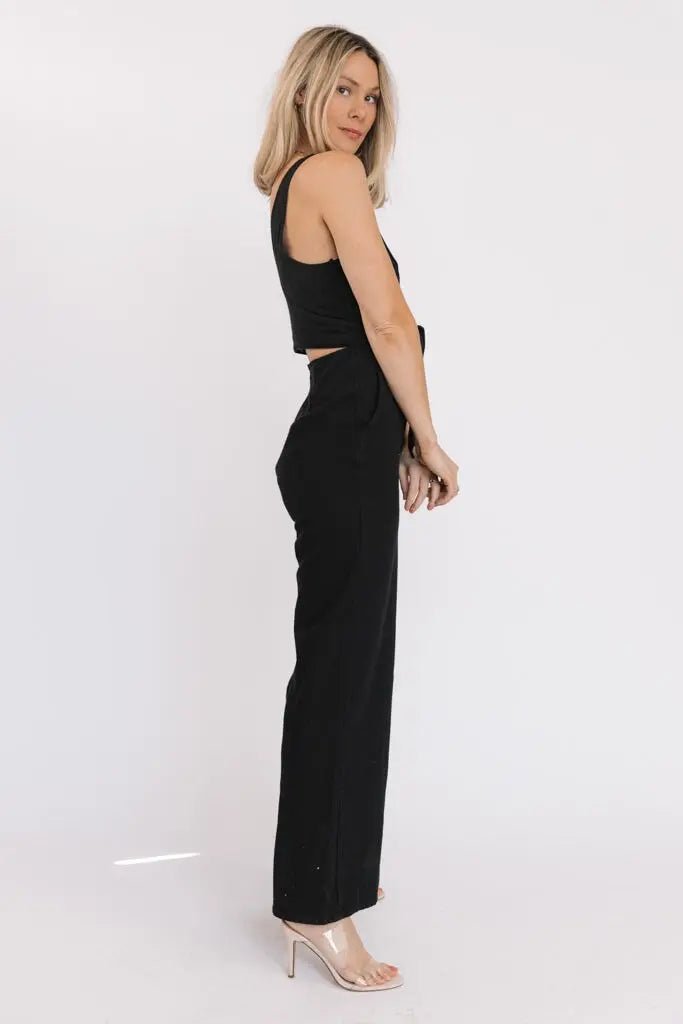Marlowe Black Criss Cross Back Jumpsuit - FINAL SALE - JO+CO