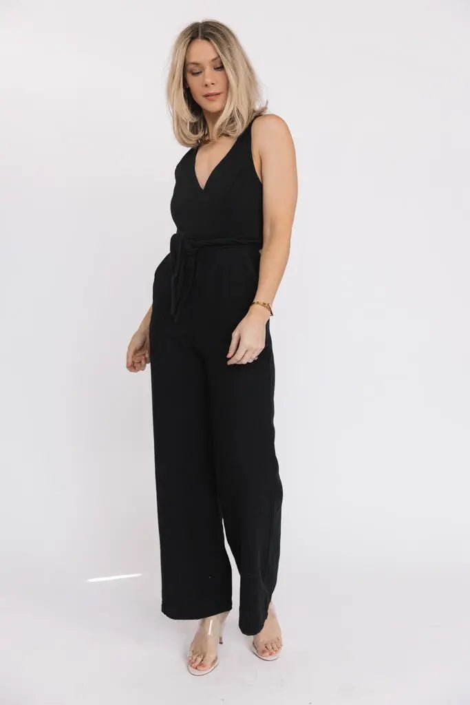 Marlowe Black Criss Cross Back Jumpsuit - FINAL SALE - JO+CO