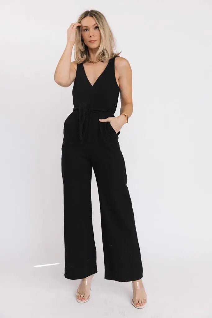 Marlowe Black Criss Cross Back Jumpsuit - FINAL SALE - JO+CO
