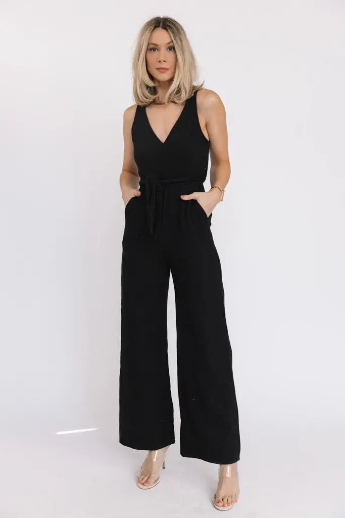 Marlowe Black Criss Cross Back Jumpsuit - FINAL SALE - JO+CO