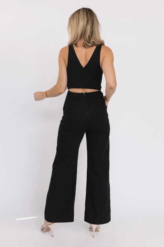Marlowe Black Criss Cross Back Jumpsuit - FINAL SALE - JO+CO