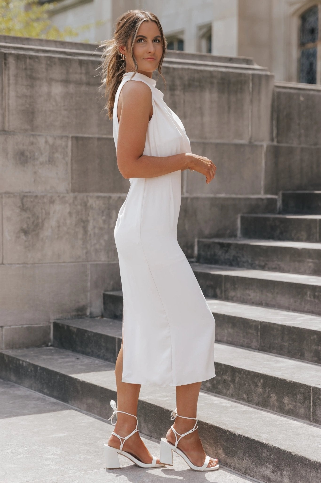 Maxine Ecru Midi Cowl Neck Dress - FINAL SALE - JO+CO
