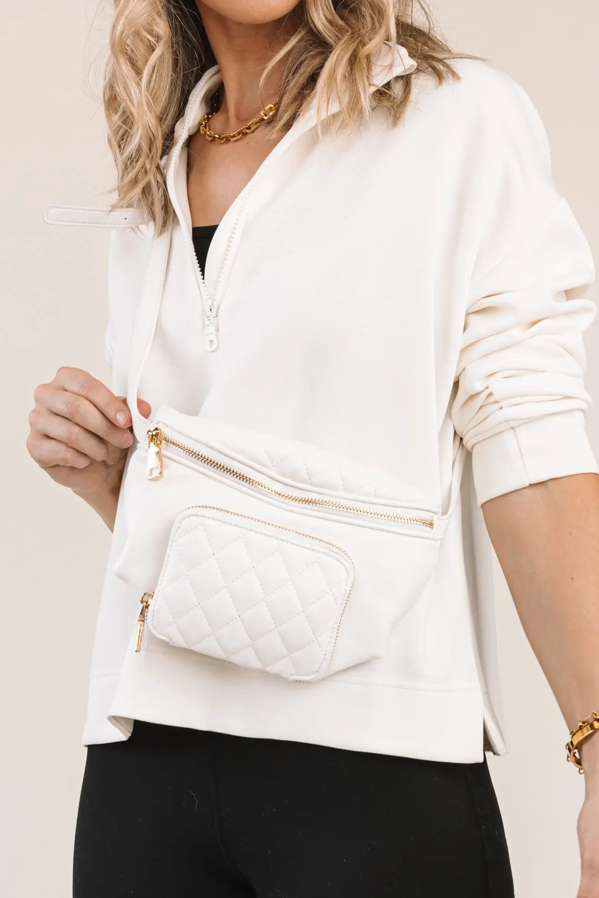 Out And About White Belt Bag - JO+CO