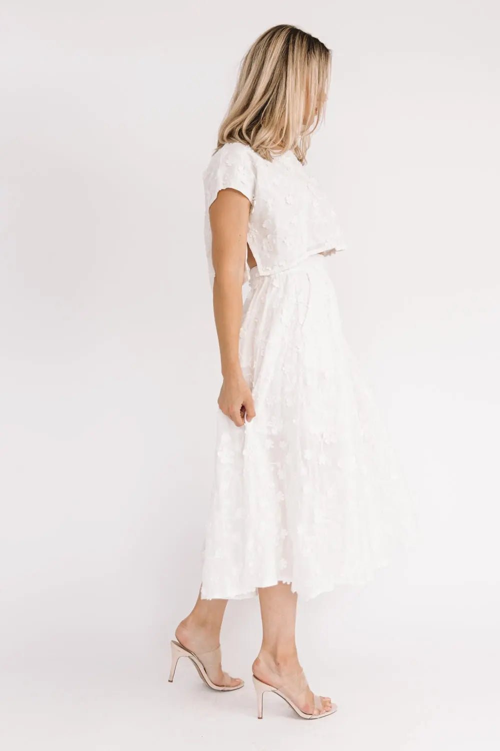 Petal Pop Off White Crop Top & Skirt Set - JO+CO