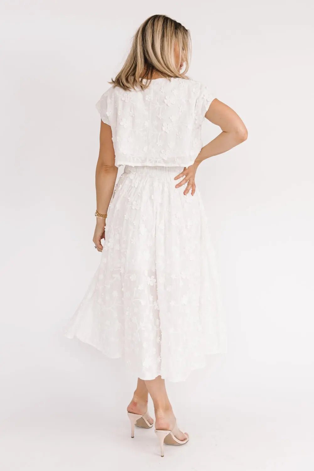 Petal Pop Off White Crop Top & Skirt Set - JO+CO
