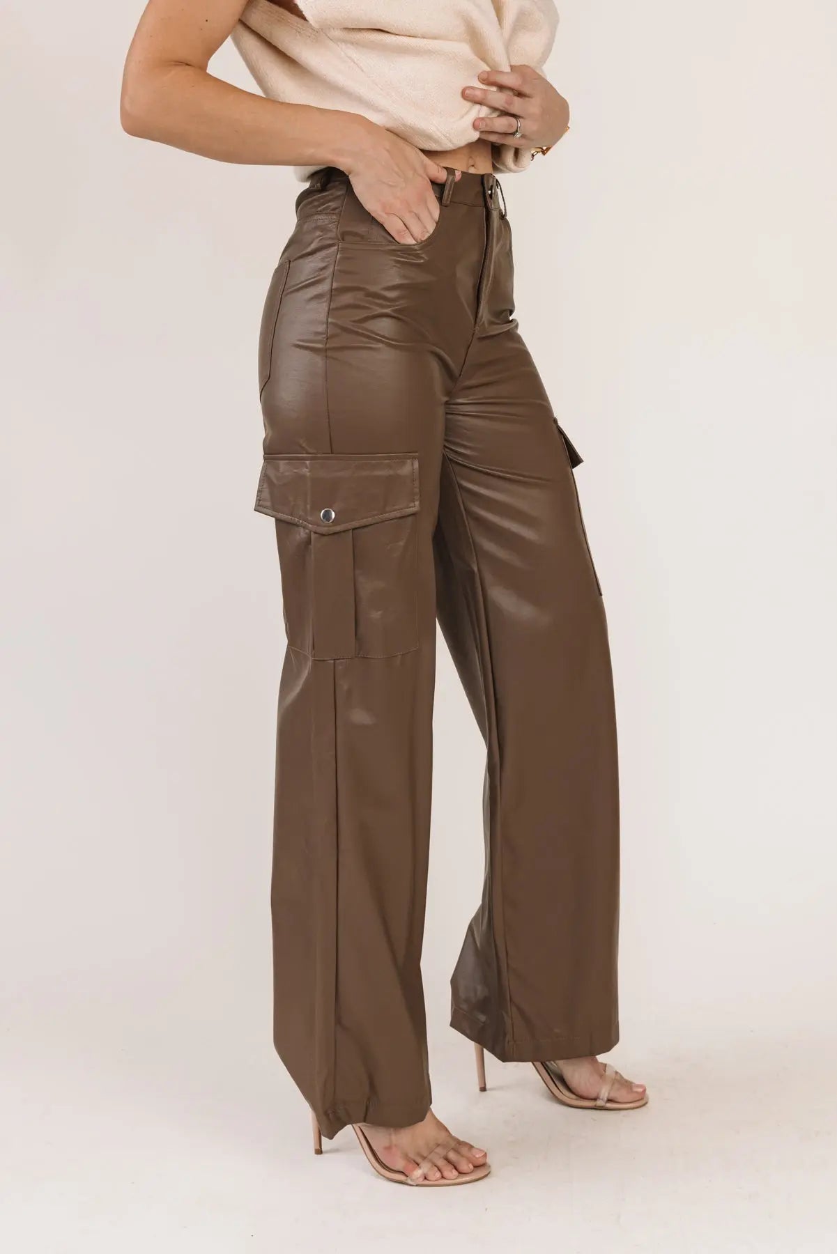 Trendy Girl Brown Faux Leather Pants - JO+CO