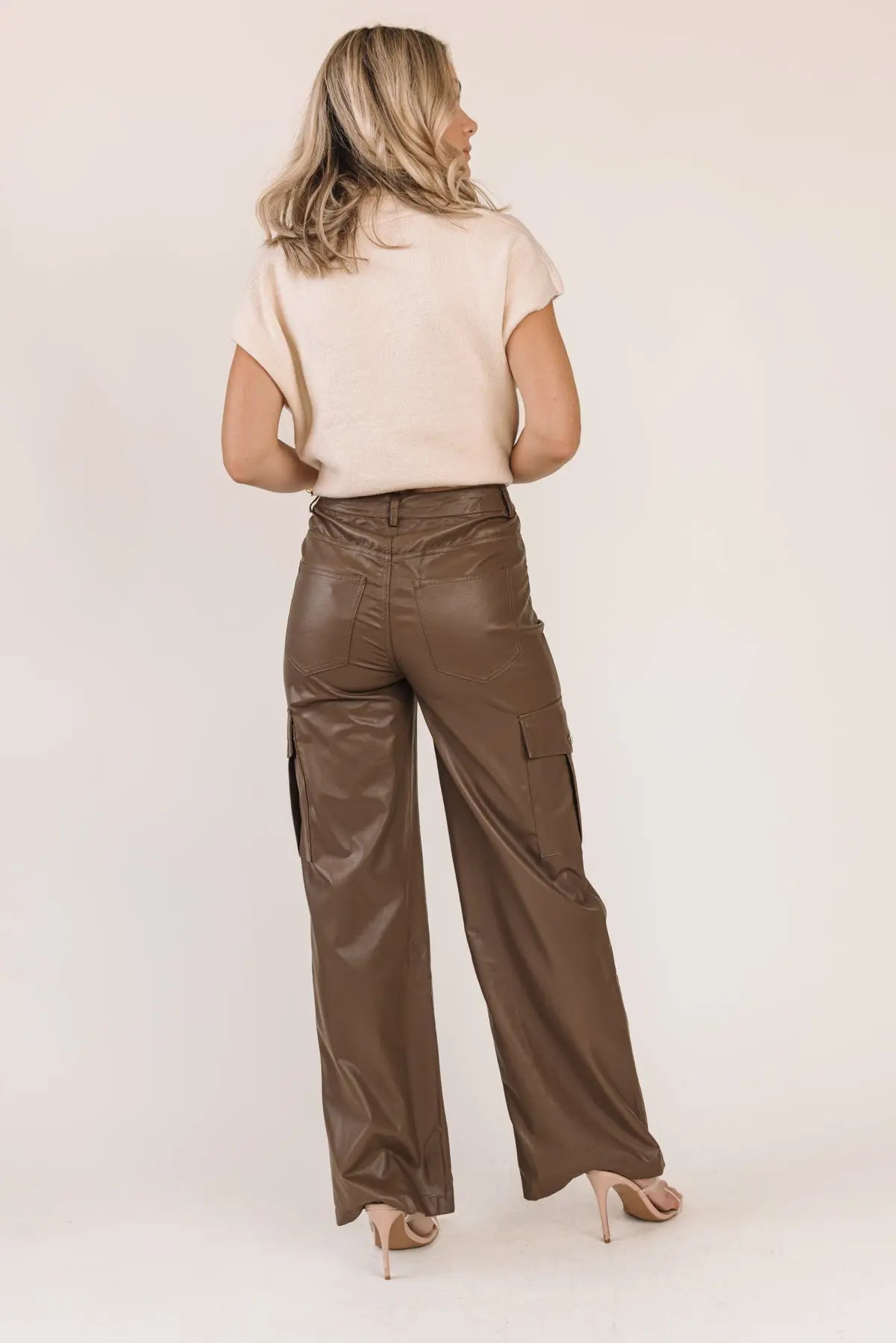 Trendy Girl Brown Faux Leather Pants - JO+CO