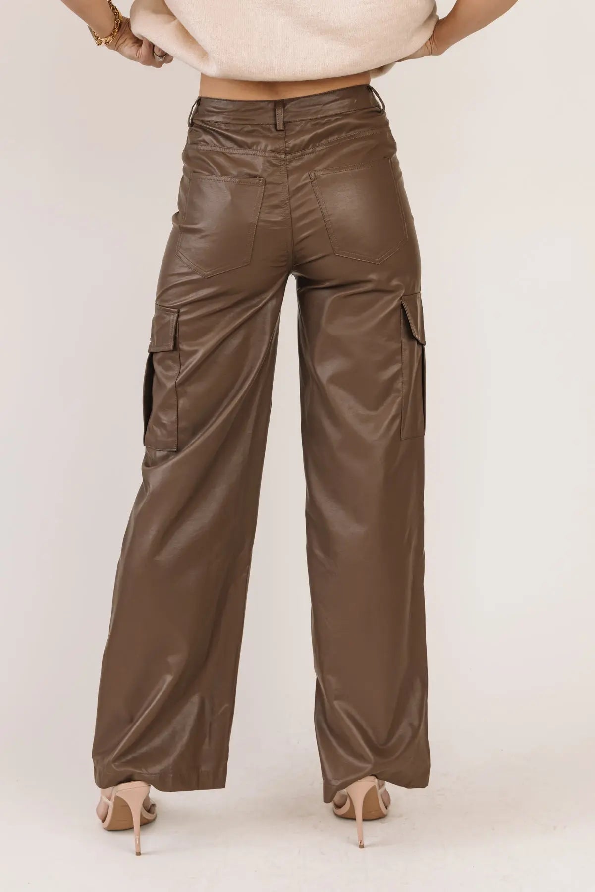 Trendy Girl Brown Faux Leather Pants - JO+CO