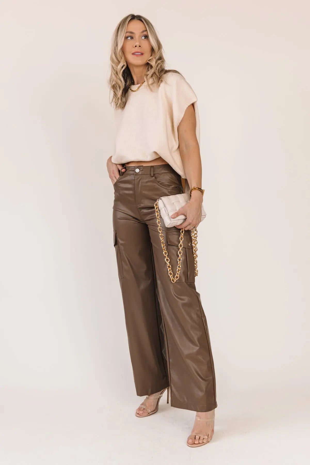 Trendy Girl Brown Faux Leather Pants - JO+CO