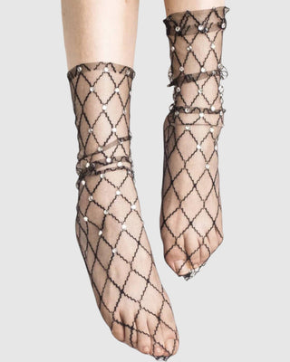 Diamonds and Pearls Sheer Socks - Black