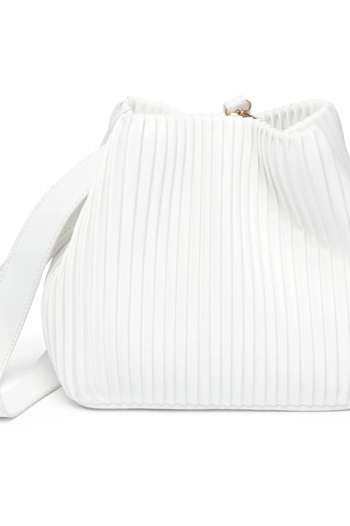 White Pleated Bucket Bag