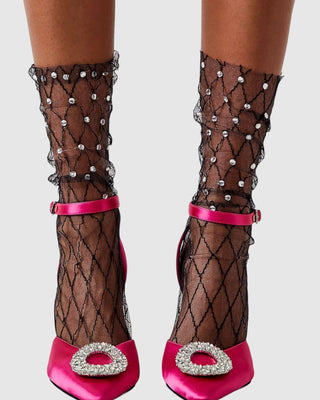 Diamonds and Pearls Sheer Socks - Black