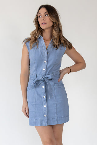 Delaney Button-Up Belted Mini Dress