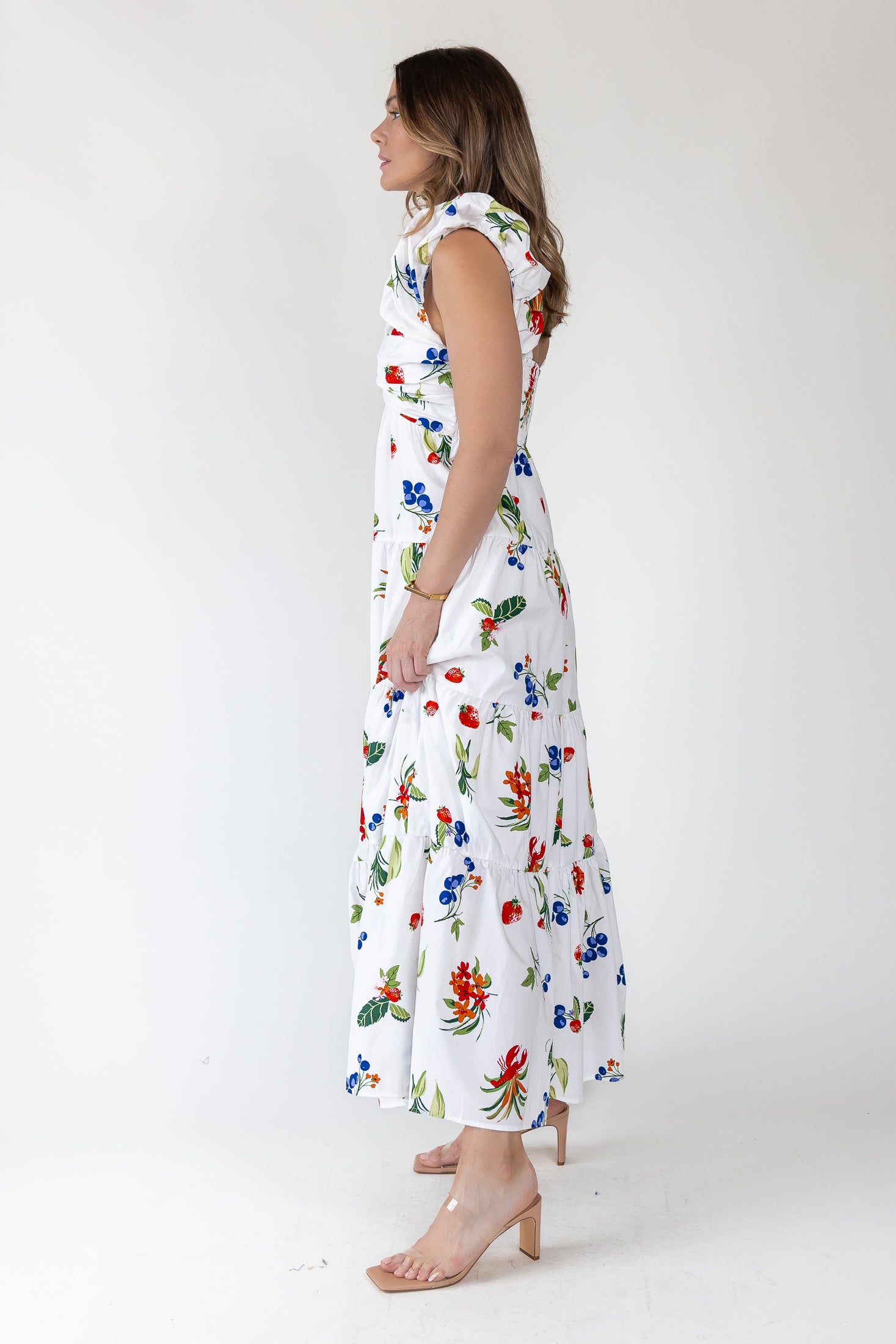 Isla Riviera Fruit Print Maxi Dress