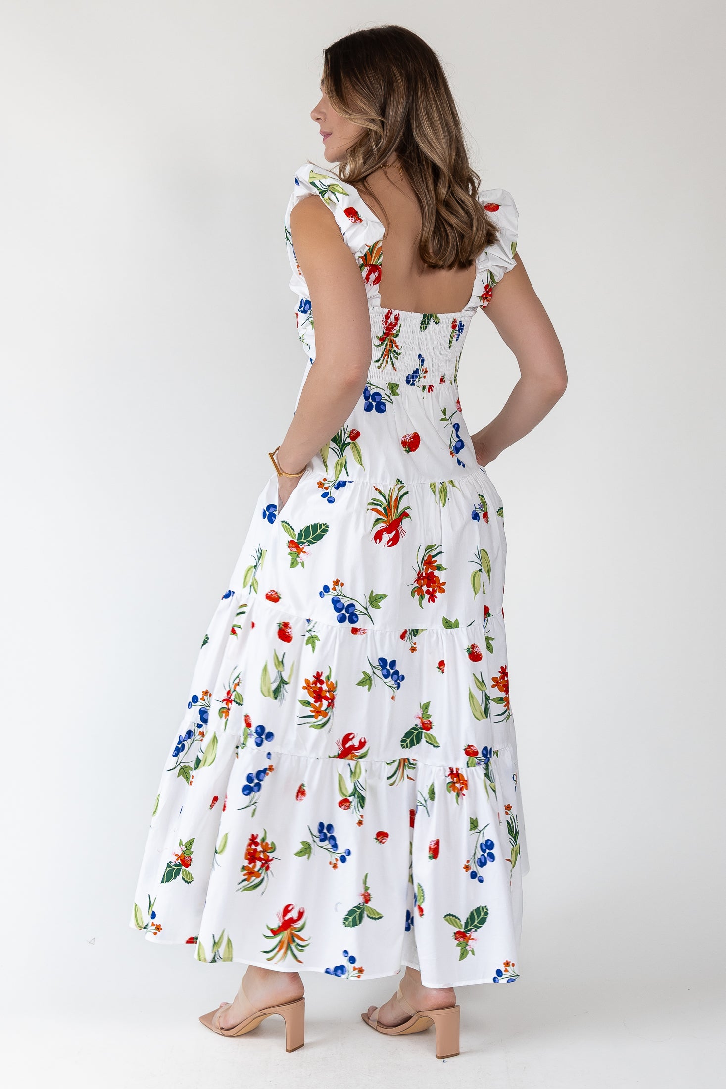 Isla Riviera Fruit Print Maxi Dress