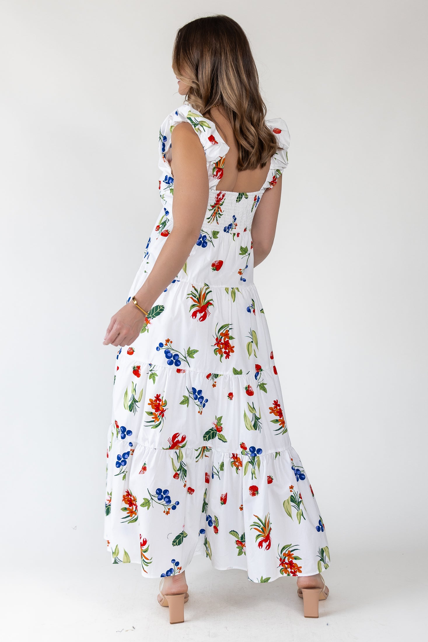 Isla Riviera Fruit Print Maxi Dress