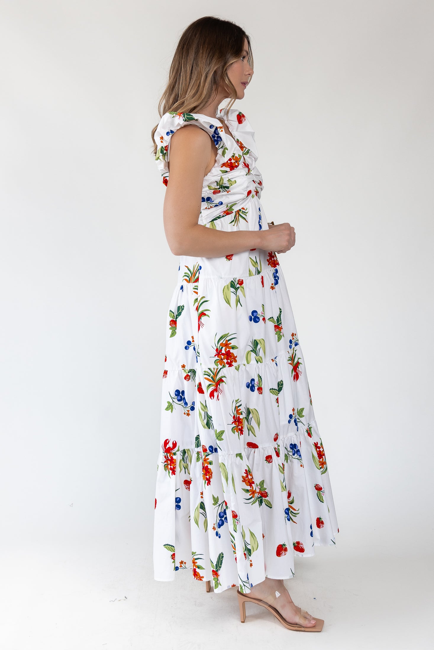Isla Riviera Fruit Print Maxi Dress