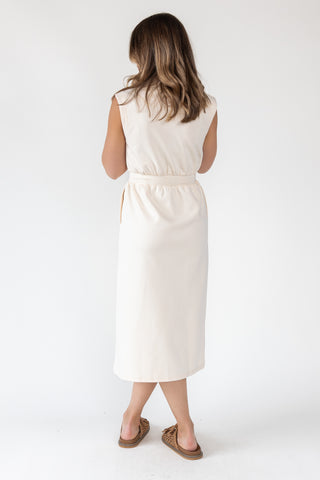 Elle Cream Knit Zip Midi Dress