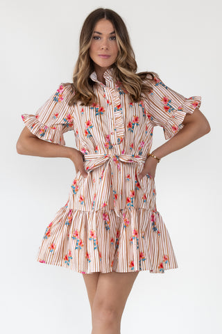 Savannah Stripe & Bloom Mini Dress