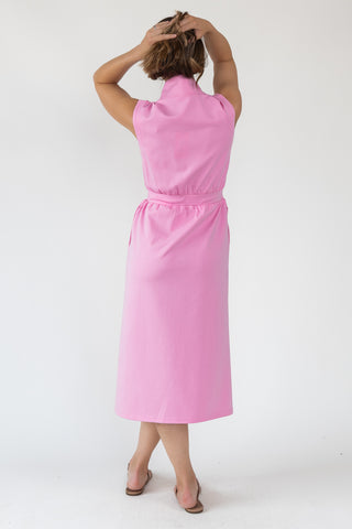 Elle Pink Knit Zip Midi Dress