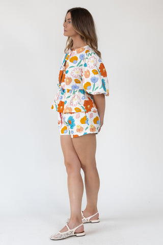 Bloom Burst Jacquard Tie-Front Top - Final Sale
