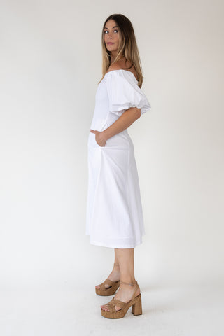 Sienna Ivory Off Shoulder Midi Dress - Final Sale