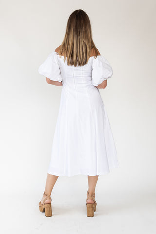 Sienna Ivory Off Shoulder Midi Dress - Final Sale