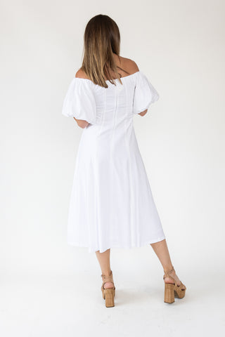 Sienna Ivory Off Shoulder Midi Dress - Final Sale