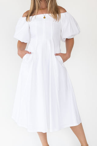 Sienna Ivory Off Shoulder Midi Dress - Final Sale