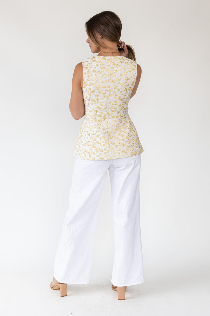 Alina Jacquard Button Vest - Final Sale