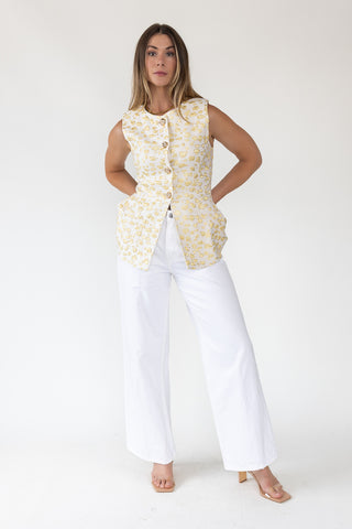 Alina Jacquard Button Vest