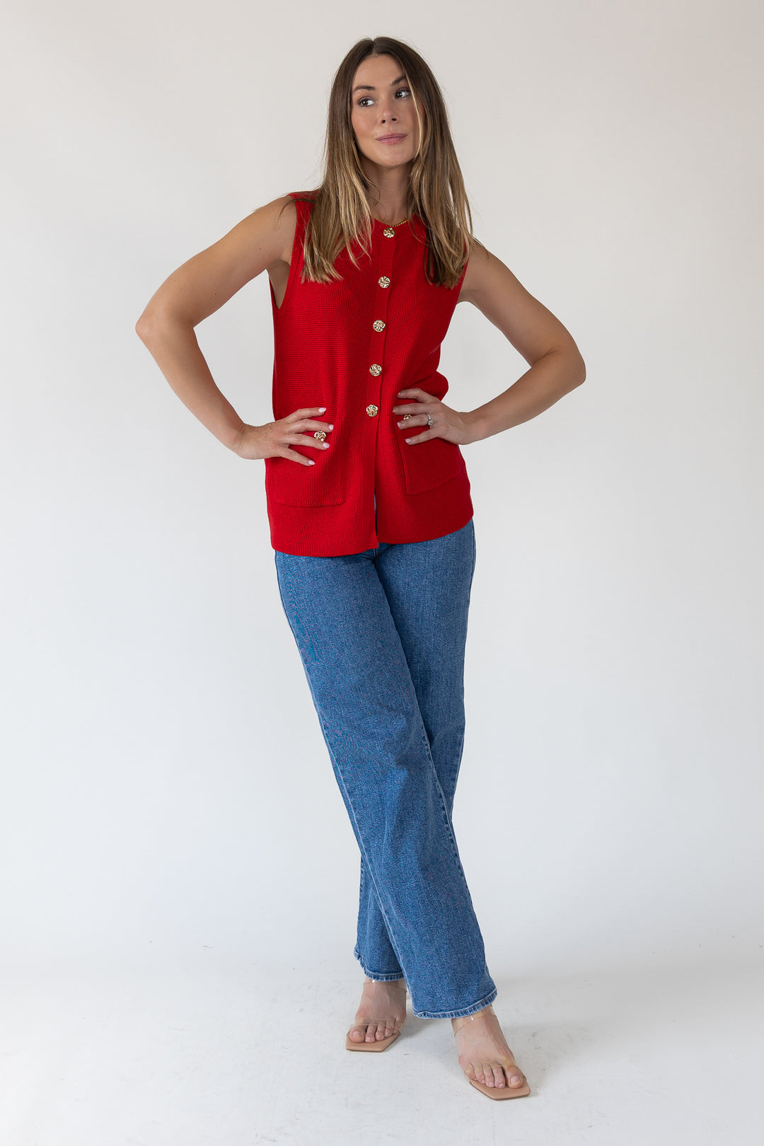 Margot Red Knit Sweater Vest
