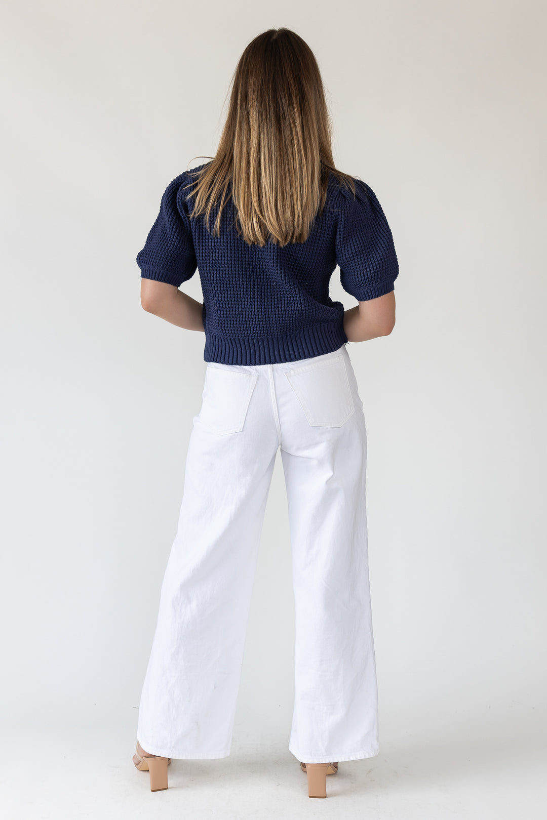 Simone Navy Waffle Knit Sweater